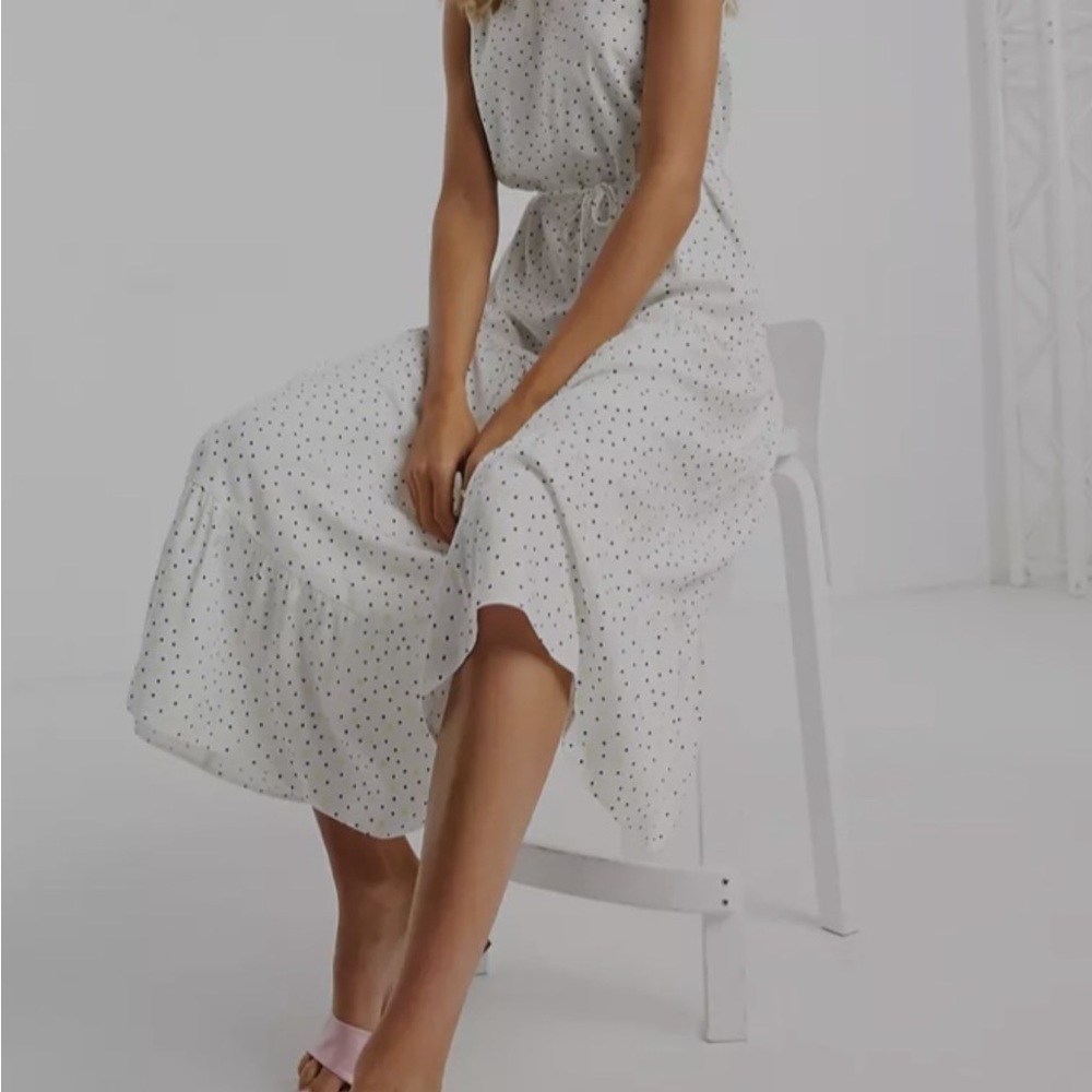 ASOS white black and yellow polkadot dress